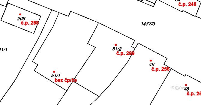 Jezeřany-Maršovice 289 na parcele st. 51/2 v KÚ Maršovice, Katastrální mapa