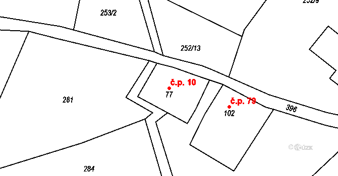 Rejdice 10, Kořenov na parcele st. 77 v KÚ Rejdice, Katastrální mapa