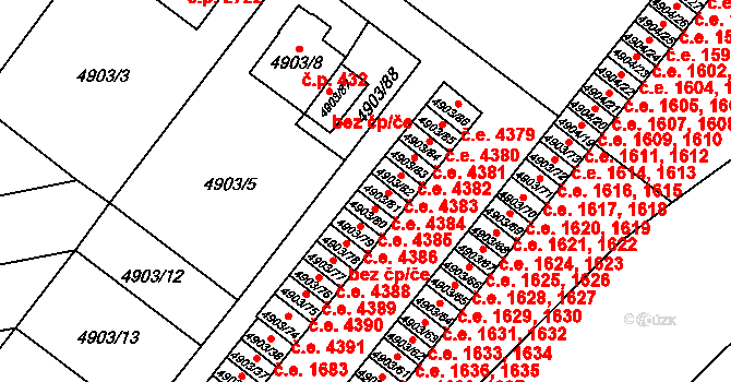 Jihlava 4384 na parcele st. 4903/81 v KÚ Jihlava, Katastrální mapa