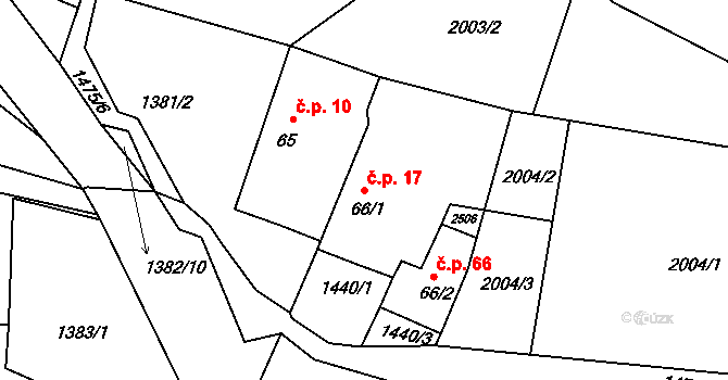 Boršov 17 na parcele st. 66/1 v KÚ Boršov, Katastrální mapa