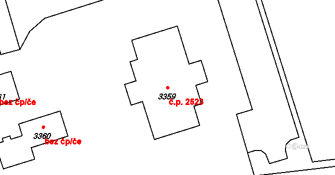 Kročehlavy 2523, Kladno na parcele st. 3359 v KÚ Kročehlavy, Katastrální mapa