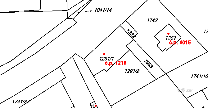 Brandýs nad Labem 1218, Brandýs nad Labem-Stará Boleslav na parcele st. 1291/1 v KÚ Brandýs nad Labem, Katastrální mapa