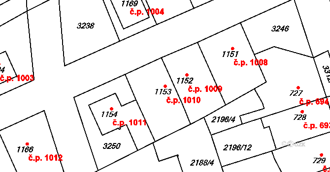 Lomnice nad Popelkou 1010 na parcele st. 1153 v KÚ Lomnice nad Popelkou, Katastrální mapa