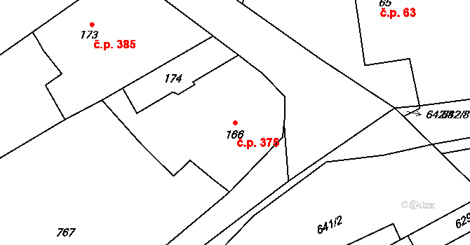 Polánky nad Dědinou 375, Třebechovice pod Orebem na parcele st. 166 v KÚ Polánky nad Dědinou, Katastrální mapa
