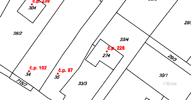 Kublov 228 na parcele st. 274 v KÚ Kublov, Katastrální mapa