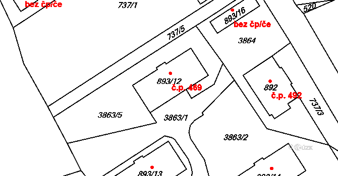 Cvikov II 469, Cvikov na parcele st. 893/12 v KÚ Cvikov, Katastrální mapa
