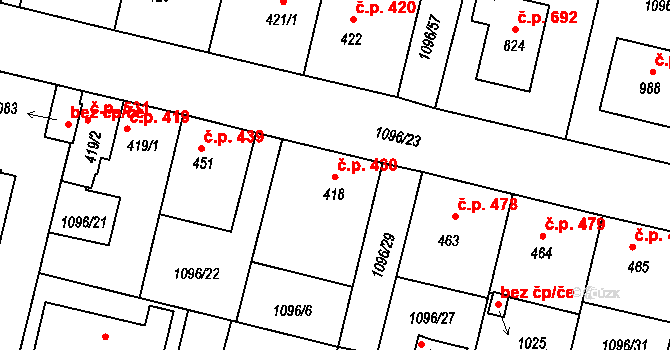 Hluboká nad Vltavou 430 na parcele st. 418 v KÚ Hluboká nad Vltavou, Katastrální mapa