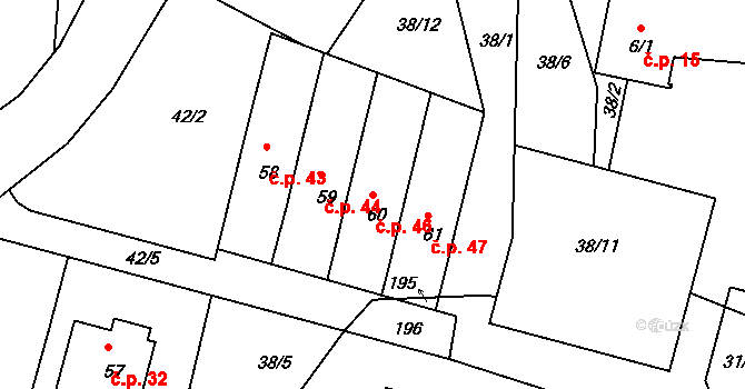 Sedlec 46 na parcele st. 60 v KÚ Sedlec u Českých Budějovic, Katastrální mapa