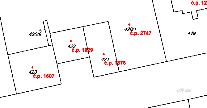 Žižkov 1378, Praha na parcele st. 421 v KÚ Žižkov, Katastrální mapa