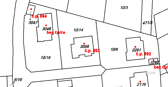 Sezimovo Ústí 893 na parcele st. 3056 v KÚ Sezimovo Ústí, Katastrální mapa