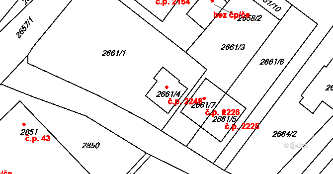 Poruba 2248, Ostrava na parcele st. 2661/4 v KÚ Poruba, Katastrální mapa