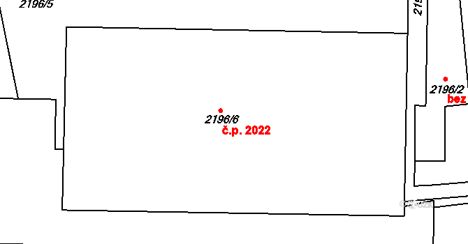 Krč 2022, Praha na parcele st. 2196/6 v KÚ Krč, Katastrální mapa