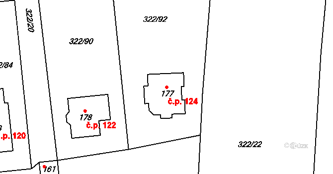 Ždírec 124 na parcele st. 177 v KÚ Ždírec na Moravě, Katastrální mapa