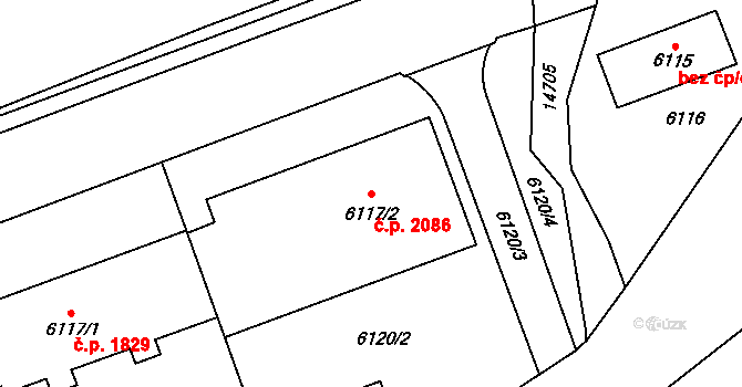 Vsetín 2086 na parcele st. 6117/2 v KÚ Vsetín, Katastrální mapa