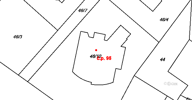 Zbožíčko 95 na parcele st. 46/10 v KÚ Zbožíčko, Katastrální mapa