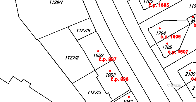 Dvůr Králové nad Labem 897 na parcele st. 1052 v KÚ Dvůr Králové nad Labem, Katastrální mapa