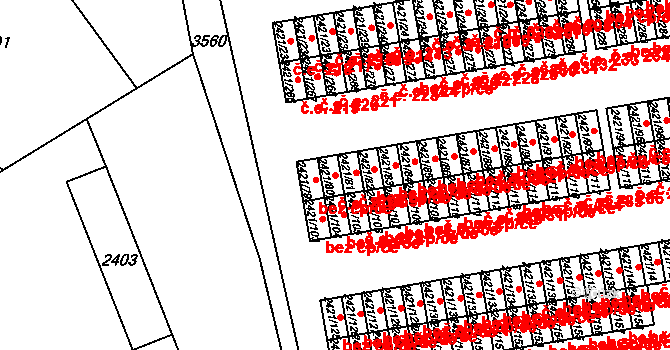 Nouzka 270, Vyškov na parcele st. 2421/80 v KÚ Vyškov, Katastrální mapa