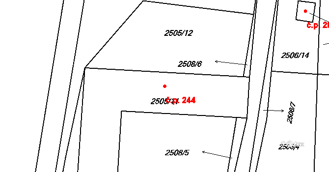 Nová Hůrka 244, Prášily na parcele st. 2505/11 v KÚ Hůrka u Železné Rudy, Katastrální mapa