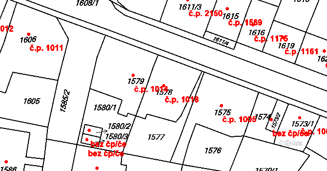 Předměstí 1018, Litoměřice na parcele st. 1578 v KÚ Litoměřice, Katastrální mapa