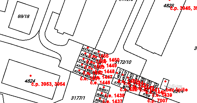 Zlín 1450 na parcele st. 4833/1 v KÚ Zlín, Katastrální mapa