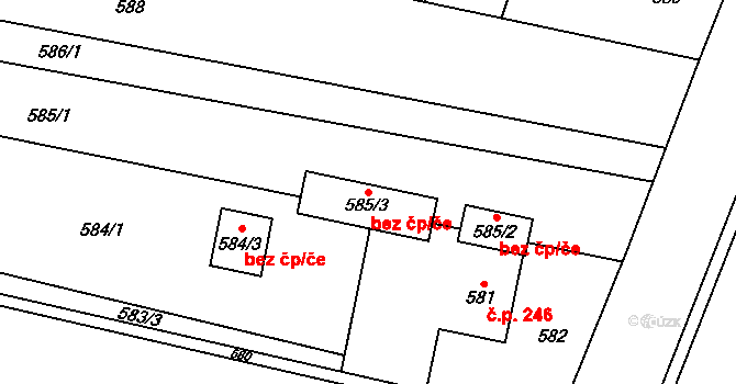 Vratimov 41329635 na parcele st. 585/3 v KÚ Vratimov, Katastrální mapa