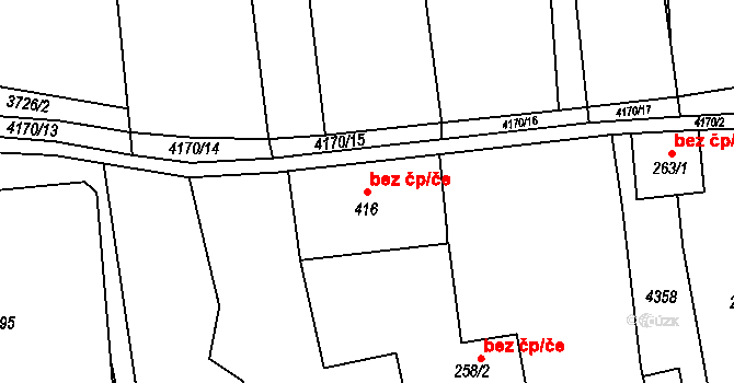 Kožlany 42197635 na parcele st. 416 v KÚ Kožlany, Katastrální mapa