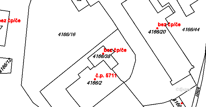 Chomutov 42637635 na parcele st. 4166/38 v KÚ Chomutov I, Katastrální mapa