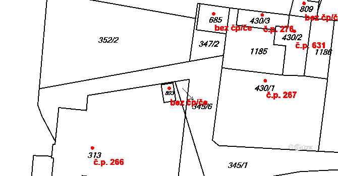 Smiřice 43013635 na parcele st. 803 v KÚ Smiřice, Katastrální mapa