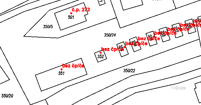 Liběchov 45374635 na parcele st. 352 v KÚ Liběchov, Katastrální mapa
