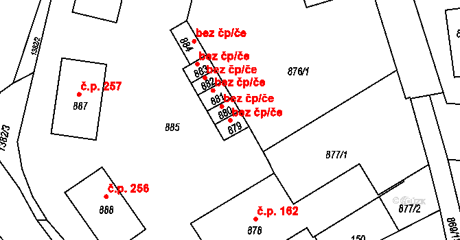Divišov 45403635 na parcele st. 879 v KÚ Divišov u Benešova, Katastrální mapa