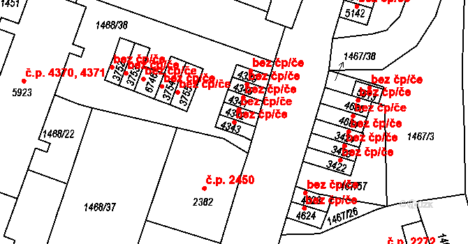Jablonec nad Nisou 48869635 na parcele st. 4343 v KÚ Jablonec nad Nisou, Katastrální mapa