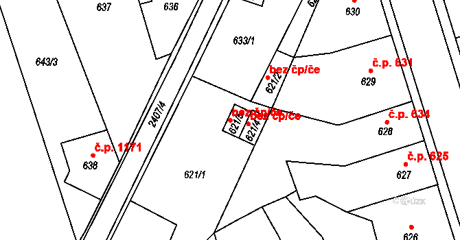 Teplice 49326635 na parcele st. 621/5 v KÚ Teplice-Trnovany, Katastrální mapa