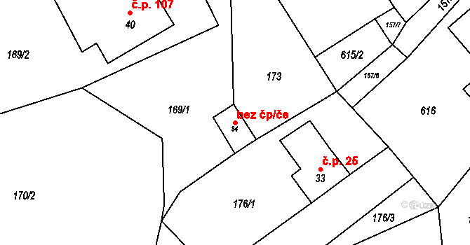 Valy 49581635 na parcele st. 34 v KÚ Valy u Mariánských Lázní, Katastrální mapa