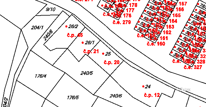 Chanov 20, Obrnice na parcele st. 25 v KÚ Chanov, Katastrální mapa