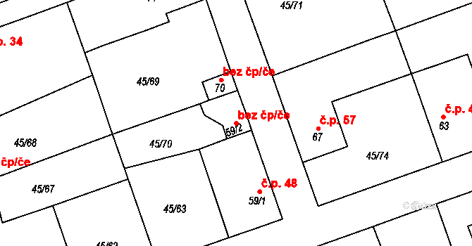 Travčice 50465635 na parcele st. 59/2 v KÚ Nučničky, Katastrální mapa