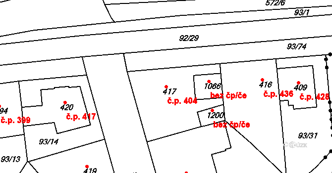 Mikovice 404, Kralupy nad Vltavou na parcele st. 417 v KÚ Mikovice u Kralup nad Vltavou, Katastrální mapa