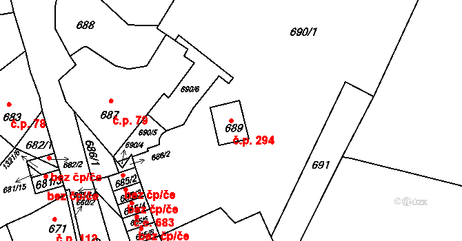Litoměřice-Město 294, Litoměřice na parcele st. 689 v KÚ Litoměřice, Katastrální mapa