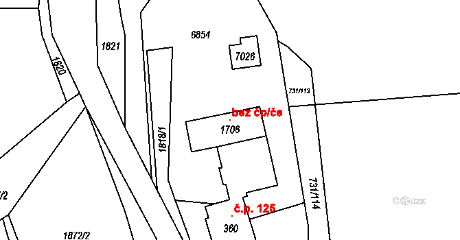 Hošťálková 105623636 na parcele st. 1706 v KÚ Hošťálková, Katastrální mapa