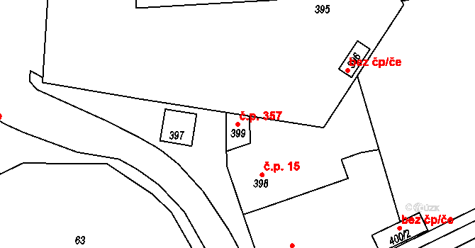 Sedlec 357, Kutná Hora na parcele st. 399 v KÚ Sedlec u Kutné Hory, Katastrální mapa
