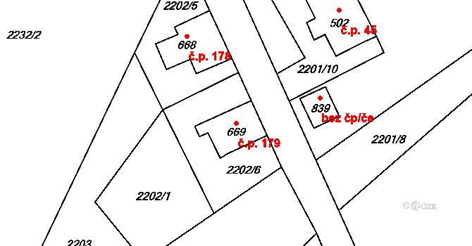 Antonínov 179, Josefův Důl na parcele st. 669 v KÚ Antonínov, Katastrální mapa
