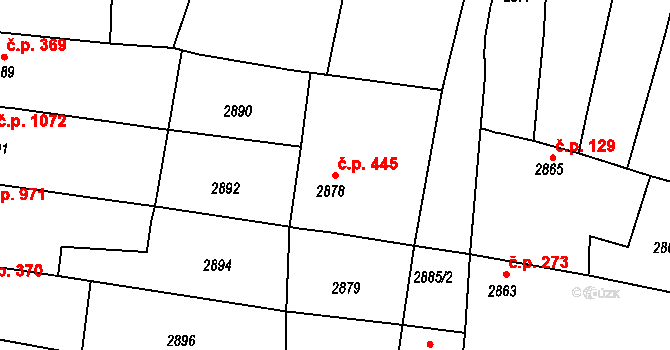 Vracov 445 na parcele st. 2878 v KÚ Vracov, Katastrální mapa