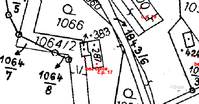 Prackov 17, Mírová pod Kozákovem na parcele st. 287 v KÚ Vesec pod Kozákovem, Katastrální mapa