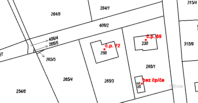 Hatě 72, Skuhrov na parcele st. 268 v KÚ Skuhrov pod Brdy, Katastrální mapa