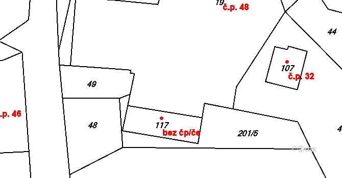 Lážovice 48 na parcele st. 19 v KÚ Lážovice, Katastrální mapa