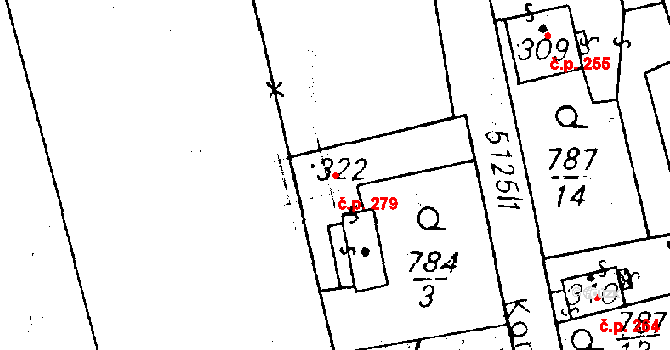 Černošín 279 na parcele st. 322 v KÚ Černošín, Katastrální mapa