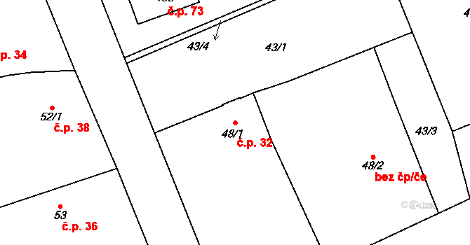 Lubno 32, Nechanice na parcele st. 48/1 v KÚ Lubno u Nechanic, Katastrální mapa