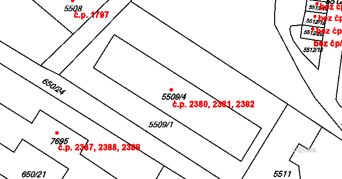 Frýdek 2380,2381,2382, Frýdek-Místek na parcele st. 5509/4 v KÚ Frýdek, Katastrální mapa
