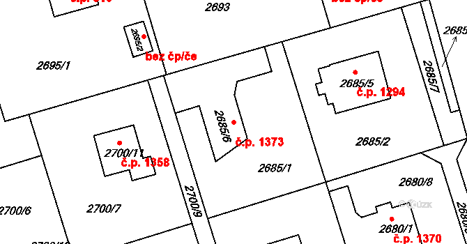 Frýdlant 1373, Frýdlant nad Ostravicí na parcele st. 2685/6 v KÚ Frýdlant nad Ostravicí, Katastrální mapa