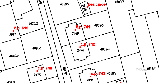 Nový Hrozenkov 741 na parcele st. 2469 v KÚ Nový Hrozenkov, Katastrální mapa