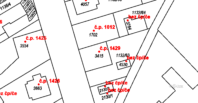 Pražské Předměstí 1429, Hradec Králové na parcele st. 3415 v KÚ Pražské Předměstí, Katastrální mapa